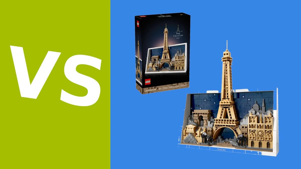 Nanoblock vs Lego: Eiffel Tower, Notre-Dame and a dragon compared