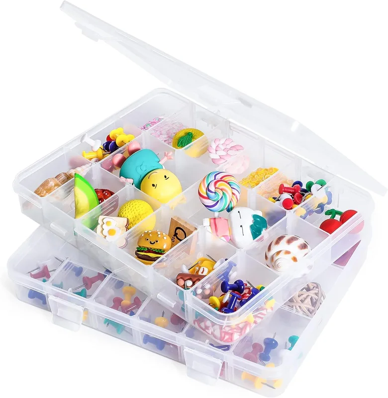 Boîte empilable en plastique à 18 compartiments amovibles