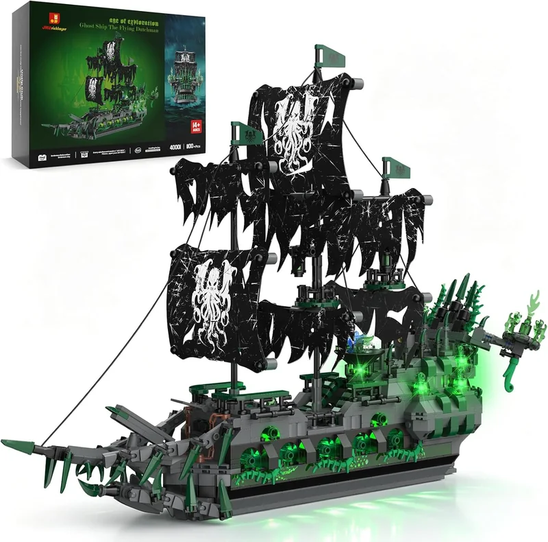 JMBricklayer 40001 Flying Dutchman, bateau fantôme en briques avec éclairage
