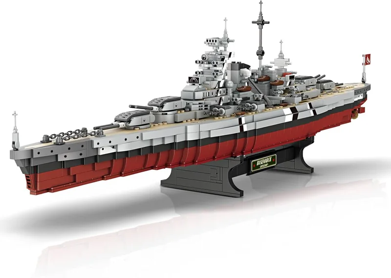 Brihappen Bismarck Battleship, navire de guerre de la Seconde Guerre mondiale en briques