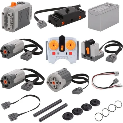 16-teiliges Power-Functions-artiges Motor-Set mit Fernbedienung und Batteriefächern