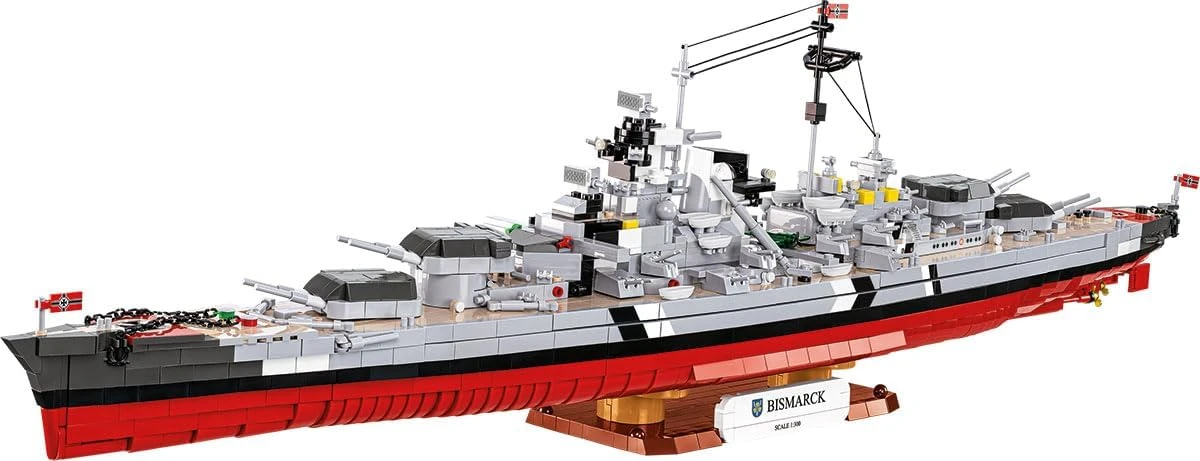 COBI Battleship Bismarck Displaymodell im Maßstab 1 zu 300 auf Namensständer