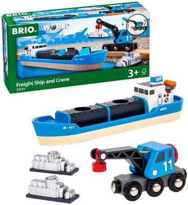 BRIO Container Ship and Crane Wagon